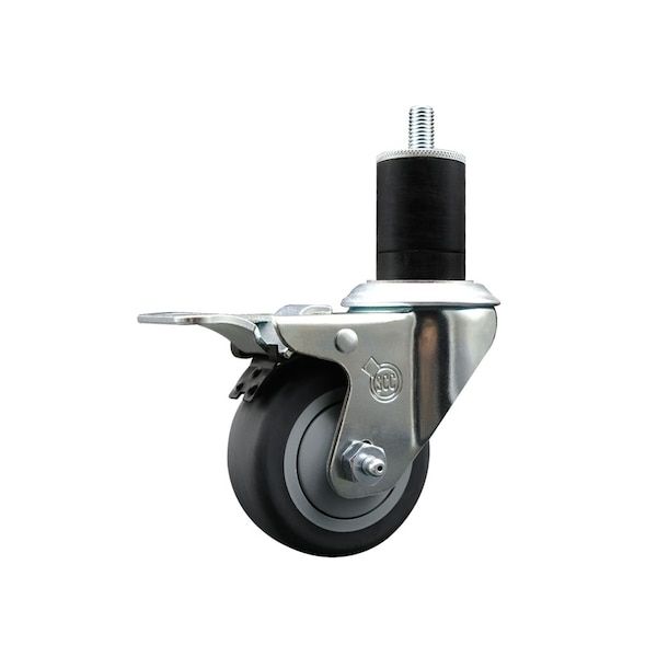 3'' Thermoplastic Rubber Swivel 1-3/4'' Expanding Stem Caster Total Lock Brake